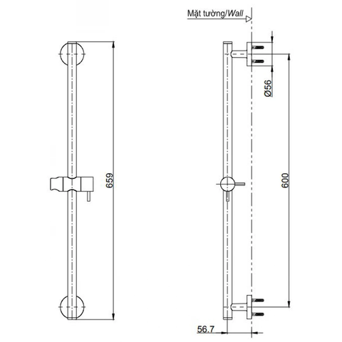 Thanh Trượt Sen Tắm TOTO TBW01016B