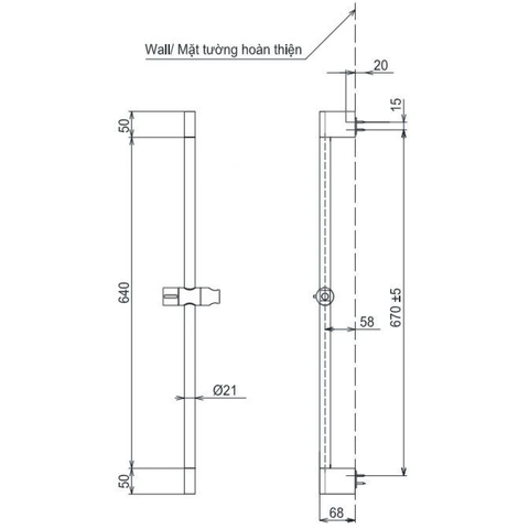 Thanh Trượt Sen Tắm TOTO TBW07019A 740mm