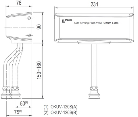 Xả tiểu cảm ứng INAX OKUV-120S(B)-0.5AC dùng điện