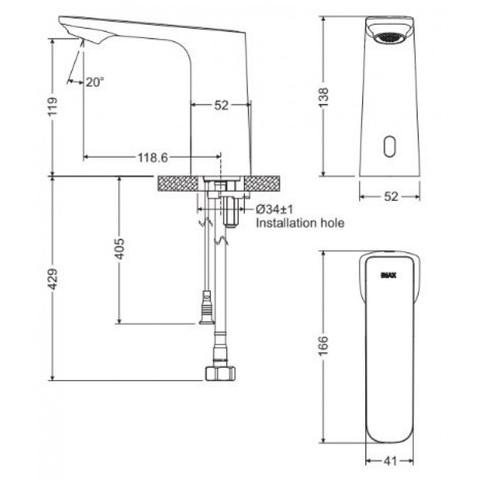 Vòi lavabo chậu rửa mặt INAX AMV-91 nước lạnh cảm ứng