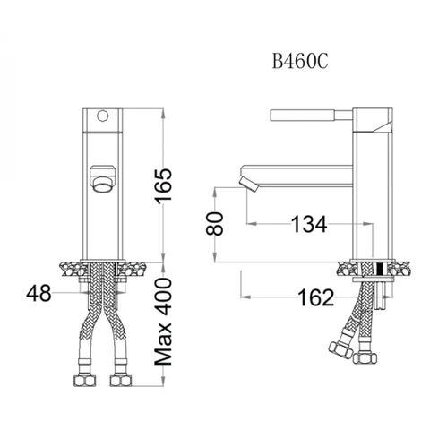 Vòi lavabo chậu rửa mặt Caesar B460CU nóng lạnh kèm nút xả nhấn