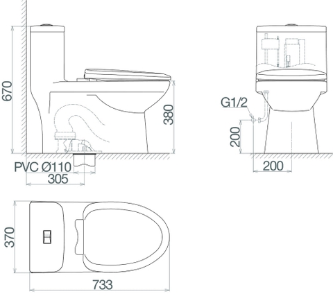 Bàn cầu một khối Viglacera MK2