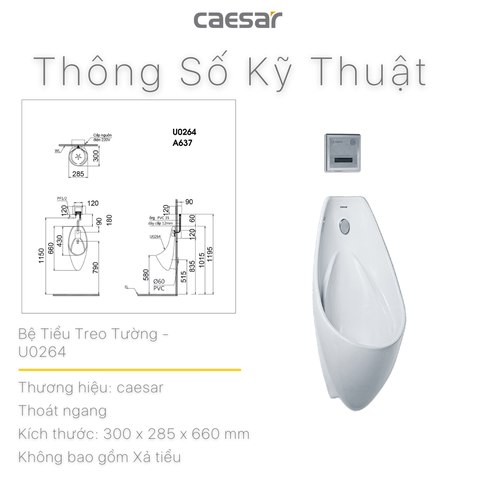 Bồn tiểu nam Caesar U0264 treo tường