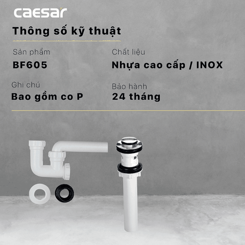 Bộ xả nhấn lavabo chậu rửa mặt Caesar BF605 nhựa