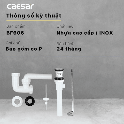 Bộ xả ty lavabo chậu rửa mặt Caesar BF606 nhựa