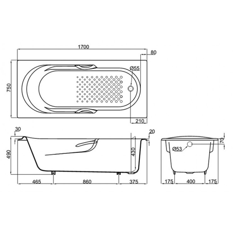 Bồn tắm xây TOTO FBY1720NHPE#W dài 1m7