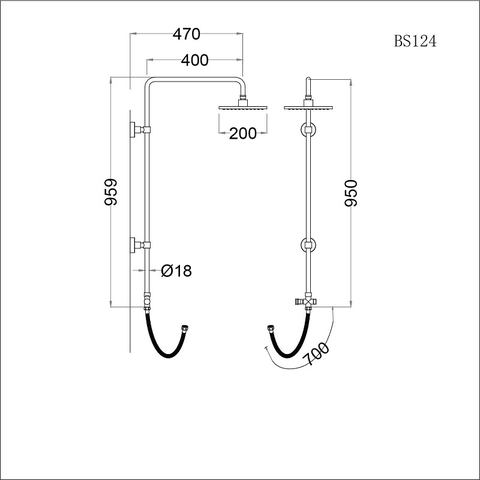 Thân cây sen tắm đứng nóng lạnh Caesar BS124