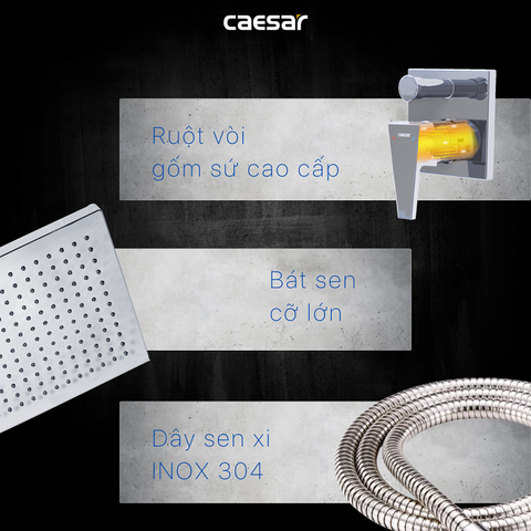 Sen tắm đứng âm tường Caesar BS641 nóng lạnh