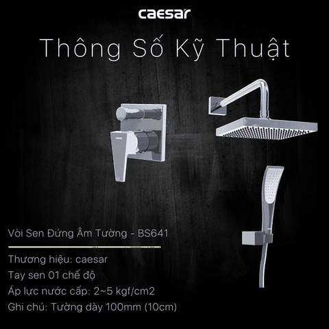 Sen tắm đứng âm tường Caesar BS641 nóng lạnh
