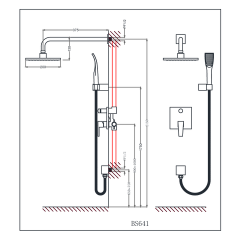 Sen tắm đứng âm tường Caesar BS641 nóng lạnh