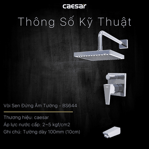 Sen tắm đứng âm tường Caesar BS644 nóng lạnh