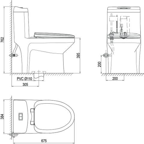 Bàn cầu một khối Viglacera S301