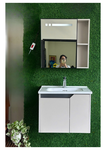 Bộ Tủ Lavabo Nhôm Tổ Ong Ca001 (Kem)