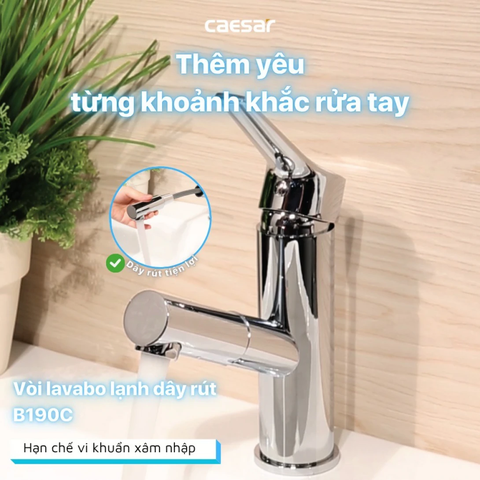 Vòi Lavabo CAESAR B190C Rút Dây Lạnh