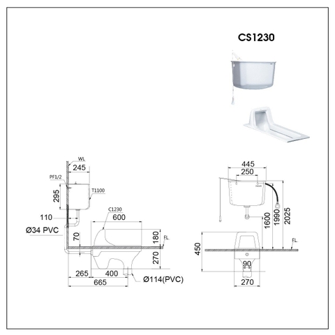 Bồn cầu xổm Caeasar C1230