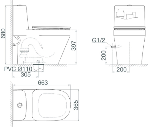 Bàn cầu một khối Viglacera V68