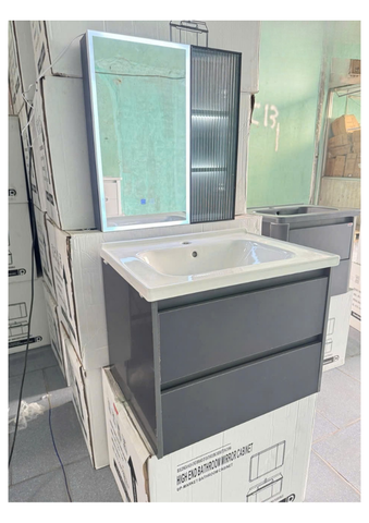 Bộ Tủ Lavabo PVC Cao Cấp 9001 (Xám) 6 Tấc