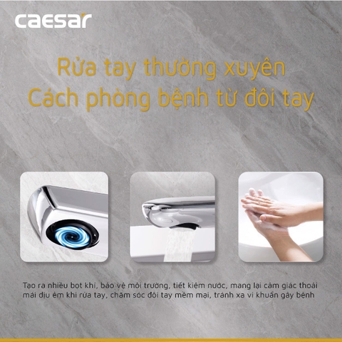 Vòi lavabo chậu rửa mặt Caesar B820CU nóng lạnh kèm nút xả nhấn
