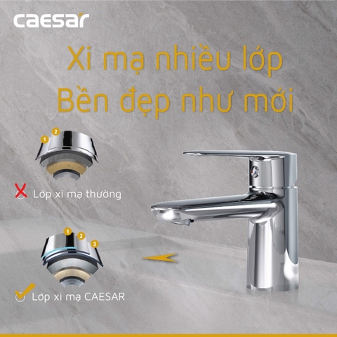 Vòi lavabo chậu rửa mặt Caesar B840CU nóng lạnh kèm nút xả nhấn
