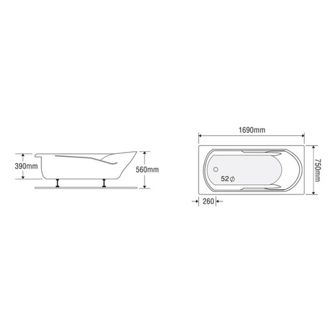 Bồn tắm dài Euroca EU1-1775 dài 1m7 xây