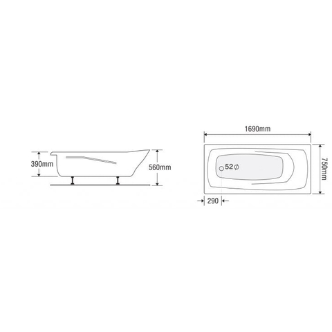 Bồn tắm dài Euroca EU2-1775 dài 1m7 xây