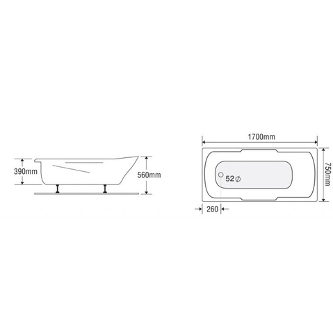 Bồn tắm dài Euroca EU5-1775 dài 1m7 xây