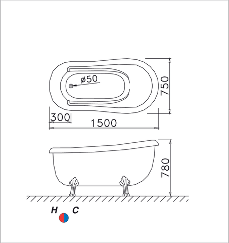 Bồn tắm lập thể Caesar KT1150 dài 1m5