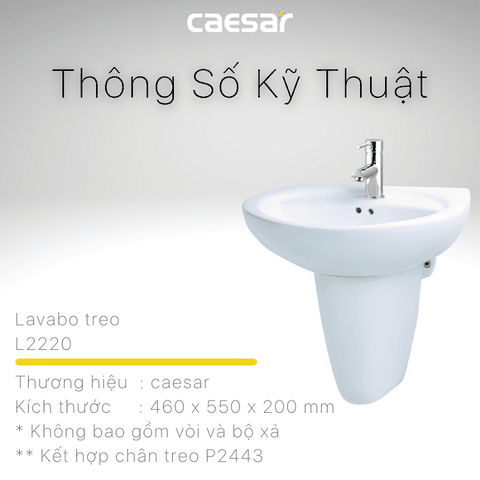 Lavabo chậu rửa mặt Caesar L2220 treo tường