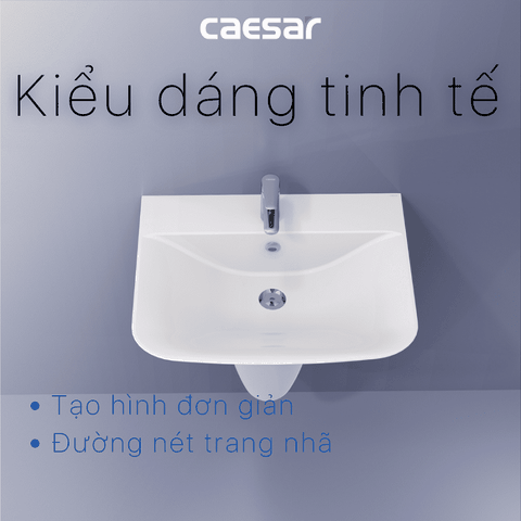 Lavabo chậu rửa mặt Caesar L2365 treo tường chân ngắn
