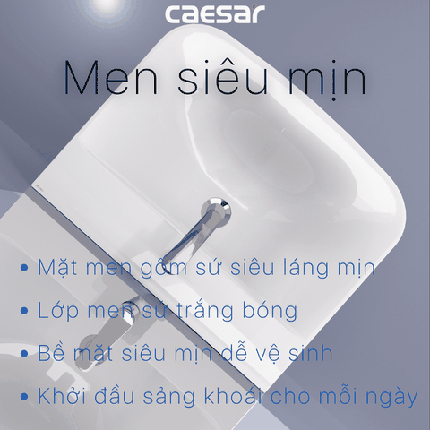 Lavabo chậu rửa mặt Caesar L2365 treo tường chân ngắn