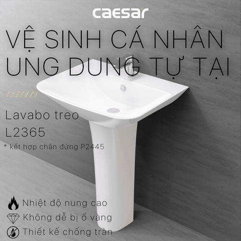 Lavabo chậu rửa mặt Caesar L2365 treo tường chân dài