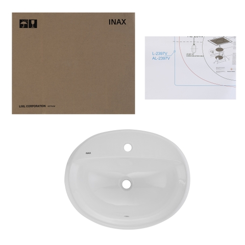 Lavabo chậu rửa mặt INAX AL-2395V bán âm dương vành sứ Aquaceramic (AL2395V)