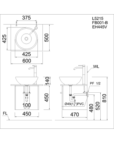 Lavabo chậu rửa mặt Caesar L5215 đặt bàn
