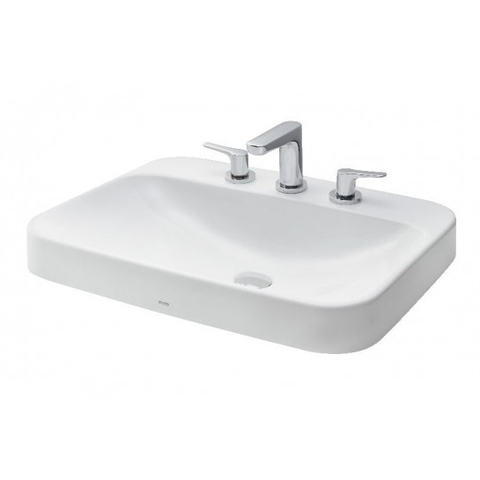 Lavabo chậu rửa mặt TOTO LT5615#XW đặt bàn sứ chống bám bẩn 3 lỗ