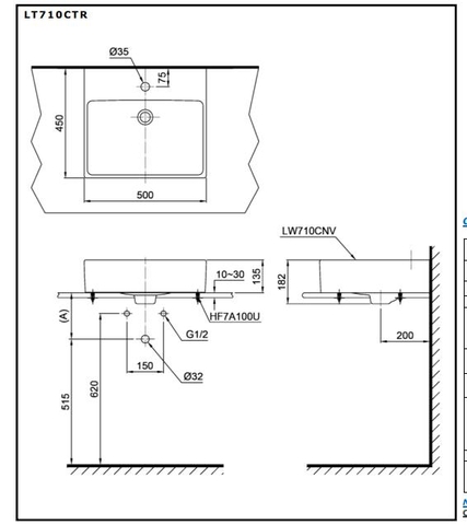 Lavabo chậu rửa mặt TOTO LT710CTR#W đặt bàn