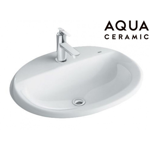 Lavabo chậu rửa mặt INAX AL-2395V bán âm dương vành sứ Aquaceramic (AL2395V)