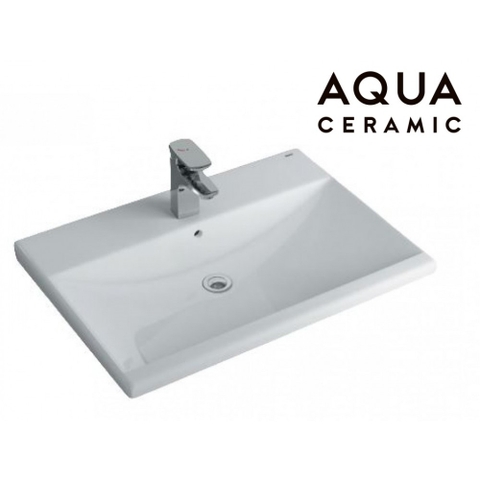 Lavabo chậu rửa mặt INAX AL-2397V bán âm dương vành sứ chống bám bẩn Aquaceramic (AL-2397V)