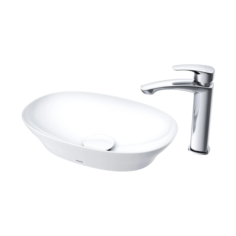 Lavabo rửa mặt TOTO LT4724#XW đặt bàn [Cao cấp] sứ chống bám bẩn