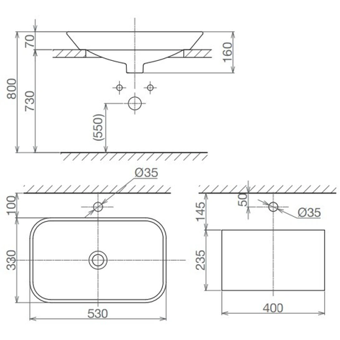 Lavabo chậu rửa mặt Viglacera V28 bán âm dương vành