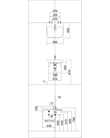 Bộ Lavabo tủ Caesar LF5370 + EH05370A