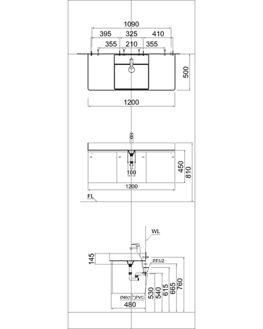 Bộ Lavabo tủ Caesar LF5388 + EH05388DWV