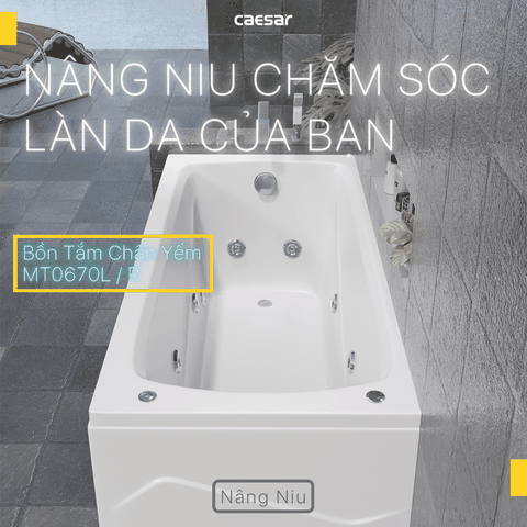 Bồn tắm dài Caesar MT0670L(R) dài 1m7 loại chân yếm có massage