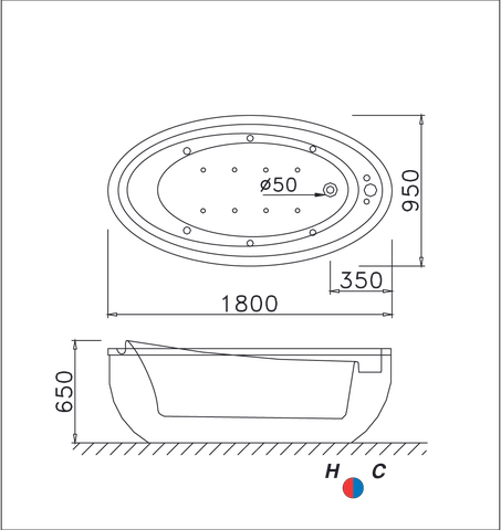 Bồn tắm lập thể Caesar AT6480 dài 1m8