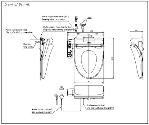 Nắp Rửa Điện Tử Washlet TOTO TCF23710AAA (W18) C2 Simple 220V