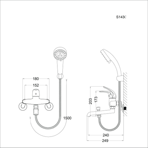 Vòi sen tắm nóng lạnh Caesar S143C