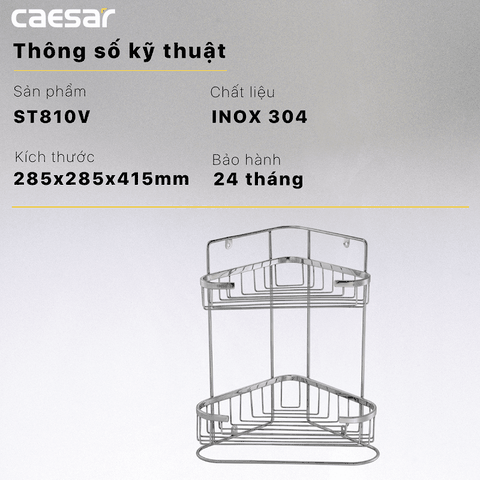 Kệ góc Caesar ST810V 2 tầng Inox 304