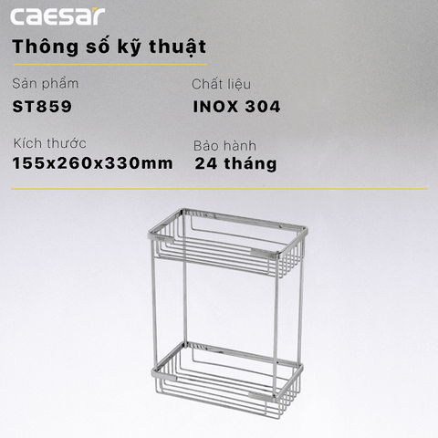 Kệ góc Caesar ST859V 2 tầng Inox 304