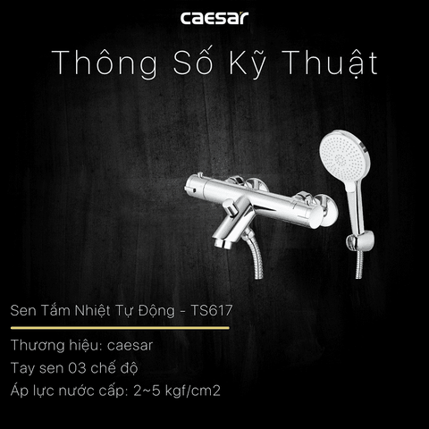 Vòi sen tắm nóng lạnh Caesar TS617C tự động