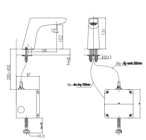 Vòi lavabo chậu rửa mặt INAX AMV-50B nước lạnh cảm ứng (AMV50B)