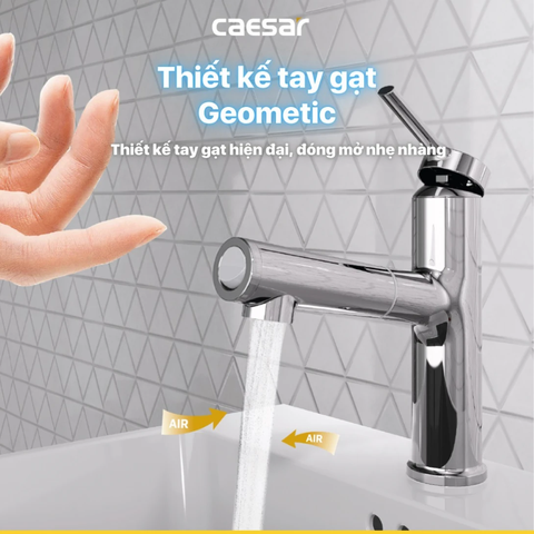 Vòi Lavabo Caesar B196C Dây Rút Nóng Lạnh